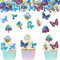 ALEGRE 72 Stück Essbare Tortendeko Schmetterlinge Deko Kuchen,Hawaii Tortendeko Essbar Biene Cupcake Toppers,Essbare Wald Deko für Torte,Esspapier Tortendeko Baum Muffin Deko für Geburtstag Hochzeit