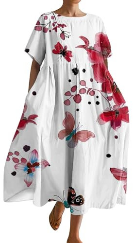 Générique Robe Rose Robe Femme Ete Robe De Plage Femme Robe Blanche Robe Femme Robe Longue Femme Boheme Robe Longue Blanche Robe Longue Femme Ete Fluide Robe Femme Ete Robe Femme Grande Blanc 3XL