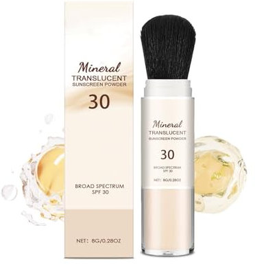 Hawaiian Mineral Protection Sunscreen, Mineral Powder Sunscreen Brush, SPF 35 Mineral Powder Sunscreen, Lasting Lightweight Breathable, Beach Sweatproof Face Sunblock Powders for Face and Body (1)
