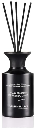 M&SENSE 300ml Raumduft Espresso-Liebe Duft|Raumerfrischer mit 8 Duftstäbchen|Langanhaltend Lufterfrischer für Badezimmer,Wohnung,Heimdekoration|Diffuser mit Stäbchen