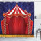 ABAKUHAUS rot blau Duschvorhang, Leinwand-Zirkuszelt, Stoffliches Gewebe Badezimmerdekorationsset mit Haken, 175 x 200 cm, Blau