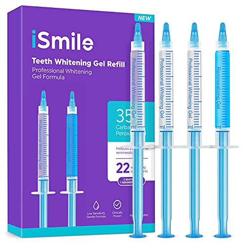 iSmile Zahnaufhellungsgel Nachfüllpackung - 3 Bleichgel, 1 Remineralisierungsgel, Keine Empfindlichkeit, Premium-Qualität, Für LED-Licht Und Schienen