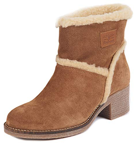 Barbour Womens Frankie Faux Fur Trim Winter Warm Fashion Heeled Boots - Cognac - 5