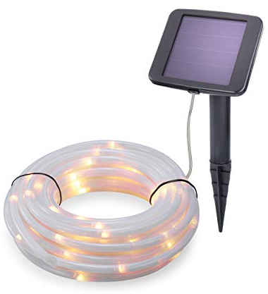 Esotec Solar Lichtschlauch, 10m, 100 LEDs, warmweiß, Zuleitung 2m, Akku, Solarmodul, Erdspieß, Wintergarten, Außenlichterkette, Hochzeitsdeko, Weihnachtsbeleuchtung, außen, wetterfest, 102174