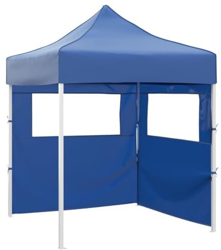 vidaXL Profi Partyzelt Faltbar mit 2 Seitenwänden Wasserbeständig Pavillon Festzelt Gartenzelt Bierzelt Faltpavillon Garten 2x2m Stahl Blau