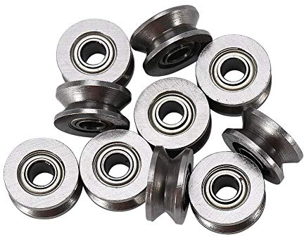 10 Stück U Nut Kugellager Kohlenstoffstahl Metall U Typ Riemenscheibe Rolle Führung Carbon Stahl U624zz Riemenscheibe Rad Rollenlager 0, 51 Zoll Außendurchmesser für Fenstertür Linear Motion System