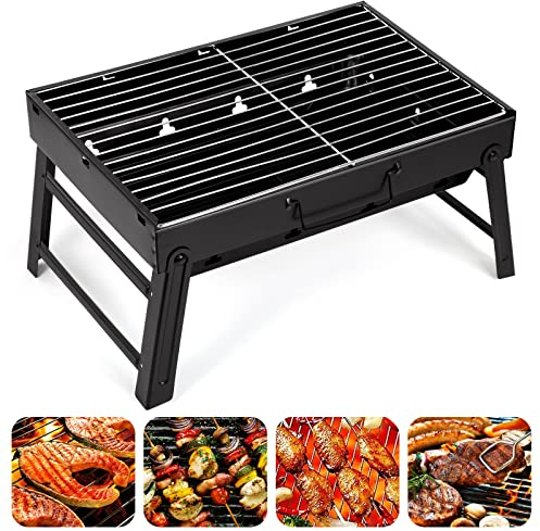 AGM Charcoal Barbecue, Portable Foldable BBQ Grill, Table Charcoal BBQ for Picnic, Travel, Garden, Camping-M size