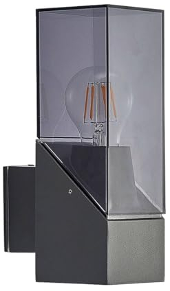 Lucande Wandleuchte außen Fiola (spritzwassergeschützt (Modern) in Schwarz aus Aluminium (1 flammig, E27) - Außenwandleuchten Wandlampe Led Außenlampe Outdoor für Außenwand/Hauswand