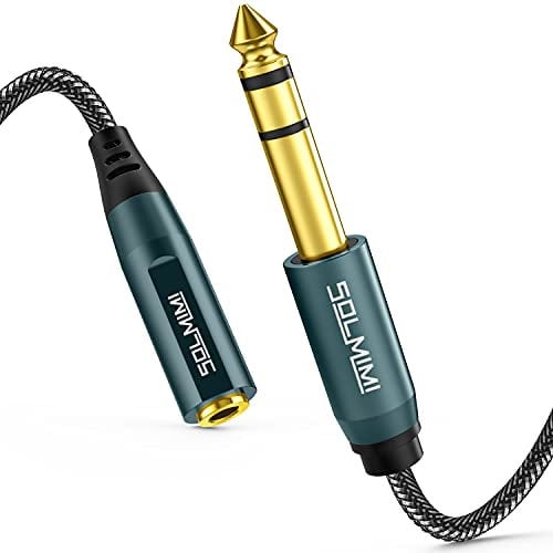 SOLMIMI 3.5mm to 6.35mm Headphone Jack Adapter, TRS 1/4 inch Male to 3.5mm Female Stereo Audio Adapter Cable for Headphone Mixer Guitar Piano Keyboard Amplifier Speaker - 30CM
