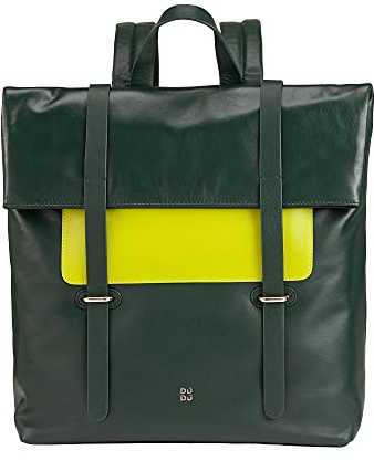 DUDU Bunter Lederrucksack für Männer und Frauen, großer weicher 14-Liter-Rucksack mit Mehreren Fächern und sportlichem, lässigem Design Mangrove
