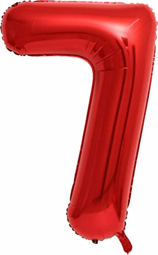 Rote Folienballons Zahl 0 bis 9 als Deko für Geburtstag und Party | 80cm groß | Kinder Zahlen Kindergeburtstag Partydeko Rot Red Liebe Folienballon Ballon Luftballon, Edition: 7. Geburtstag