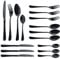 Black Cutlery Sets, 16 Piece Mixed Knives and Forks Set Reusable Tableware, Kitchen Stainless Steel Dinner Knife, Fork and Spoon for 4