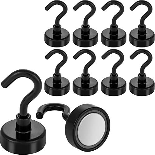 POPPSTAR 10 ganci magnetici al neodimio (magneti con forza di tenuta 12kg, diametro 20mm) ganci neri con calamita