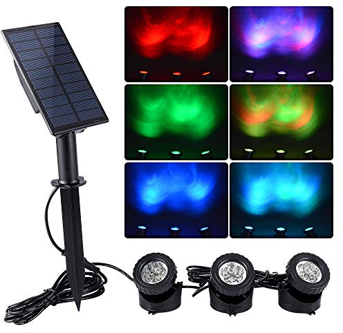 WisHomee Unterwasser Solar Teichbeleuchtung für den Außenbereich, Tauchfähige Solar Poolbeleuchtung, RGB LED Brunnenlichter, Landschaftsstrahler für Garten, Terrasse, Baum, Rasen