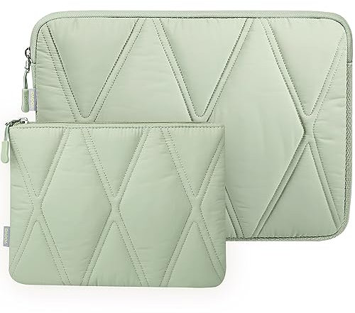 Voova Puffy Laptop Sleeve Carry Case 15.6-16 Inch for Men Women, Computer Cover Bag with Accessories Pouch for MacBook Pro 16 M1/M2 2021-2023, 15.6” Lenovo Acer Dell HP Asus Laptop, Mint Green