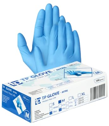Gedikum 100x Nitrilhandschuhe Box Einweghandschuhe, Einmalhandschuhe, Untersuchungshandschuhe, puderfrei, ohne Latex, unsteril, latexfrei, disposible gloves Blau/Schwarz Gr. S-XL (Blau, L)