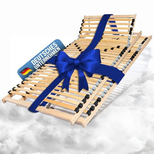 Coemo 2er-Set Lattenrost Ergo, 100x210 cm, Kopfteil/Härtegrad verstellbar | Für Doppelbetten, Ehebetten 200x210 cm, Rahmen aus Buche, 7-Zonen, 30 Federleisten