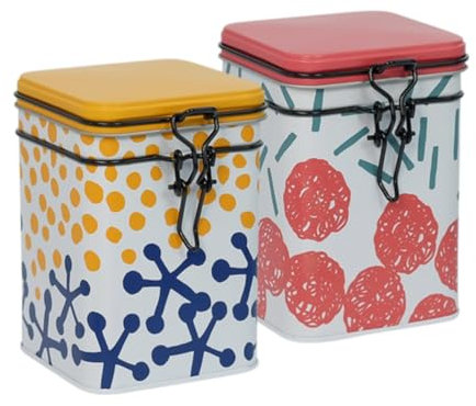 Dose Potato Print je 150g - 2er Set - mit bunten Motiven aufwendig lackiert, Bügelverschlußdeckel - Tee- Kaffeedose lebensmittelecht L/B/H 8,2 x 8,2 x 11,9cm Vol. ca.800ml