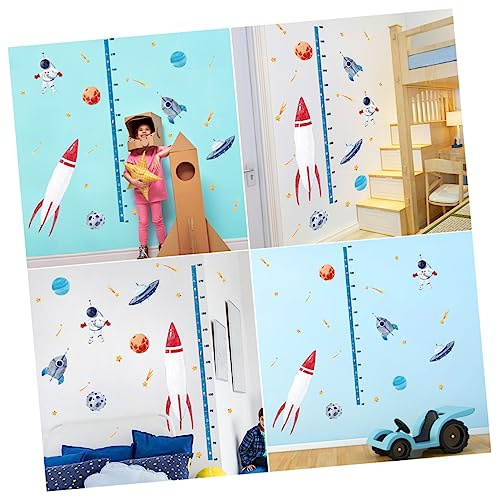 Wachstumsmaßstab für Kinder mit Weltraum Raketenmotiv Pvc | Wandaufkleber zum Höhenwachstum, Leicht Positionierbar, für Badezimmer und Wohnzimmer