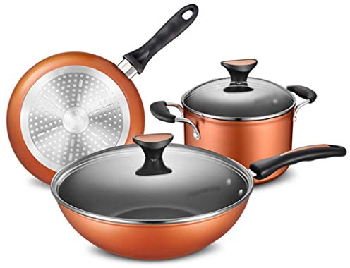 WBDHEHHD Sartén de acero inoxidable para el hogar, sartén antiadherente, ollas sin recubrimiento para cocinar, fondo multicapa compuesto, visión fácil de limpiar
