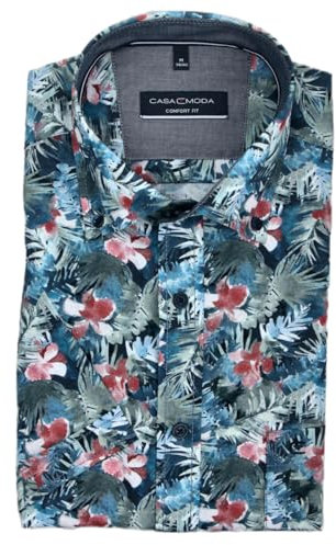 CASAMODA Comfort Fit Hemd Halbarm Button Down Kragen Muster blau Größe L