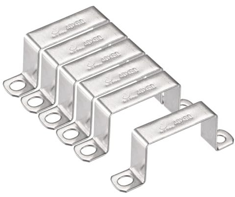 TA-VIGOR Lot de 6 supports de connecteur en forme de U, 60 mm x 40 mm, acier inoxydable argenté, colliers de serrage robustes pour porte fermée, fixation de fil de tuyau