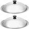 ABOOFAN Wok-Deckel 2 Stück Edelstahl Wok-Abdeckung Pfannendeckel Käseschmelzkuppel Grill Kochen Dämpfen Kuppeldeckel Runde Bratabdeckung Grillzubehör 34 Cm