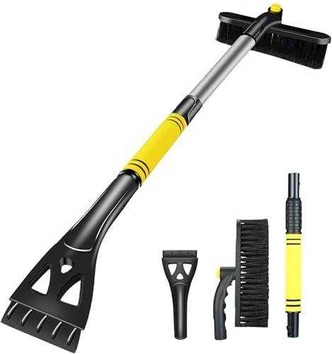 Eiskratzer Schneebesen, Eiskratzer für Auto Windschutzscheibe, Ausziehbare Auto Schaber Schneebürste Abnehmbare Schneeräumung Besen mit 360 Grad Drehbaren Kopf für Auto SUV LKW