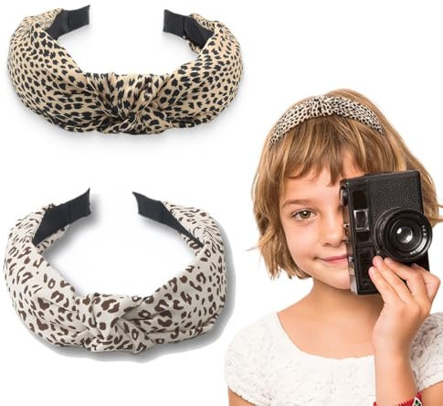 Lot de 2 bandeaux pour femme - Antidérapants - Tendance - Pour cheveux - Motif léopard