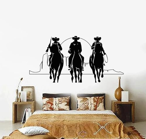 YLLMNOBN Western Cowboy Pferd Sonnenuntergang Film Aufkleber Vinyl Wandtattoo, Home Wohnzimmer Schlafzimmer Dekor Wandkunst Aufkleber