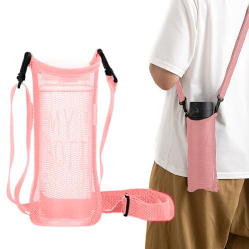 XPEX 1 Artikel Netz-Wasserflaschenhülle Trinkflasche Beutel Kessel Wasserflaschenhalter Langlebig Bottlehalter Bottel Carrier flaschenhalter fahrrad,fahrrad getränkehalter(Rosa)