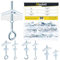 Mardatt Kit assortito di 30 bulloni a levetta, M4 M6 Bullone a occhiello Ancoraggi a farfalla e tasselli a farfalla da 1/4, 1/8, tasselli per cartongesso con dado ad alette per lampade a sospensione