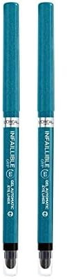 L'Oréal Paris Wasserfester Eyeliner mit Gel-Formel und integriertem Schwamm für gelungene Smokey Eyes, 36h Halt, Infaillible Gel Automatic Grip Liner, Turquoise (Türkis), 1 Stück (Packung mit 2)