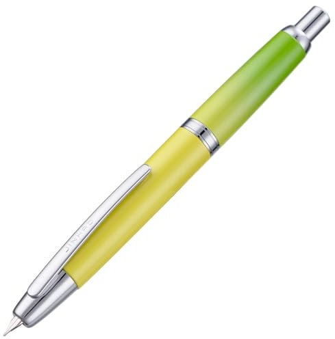Jinhao 10 Press Fountain Pen with Box, Gradient Green Retractable Fine Nib with Ink Converter Set (Silver Clip)