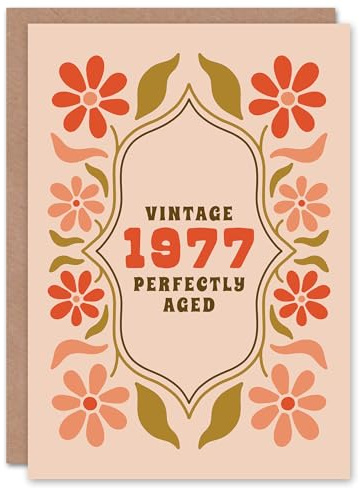 Artery8 Vintage Year Floral Flowers Her Born 1977 Aged 48 Years Old 48th Birthday Card Mum Gran Wife