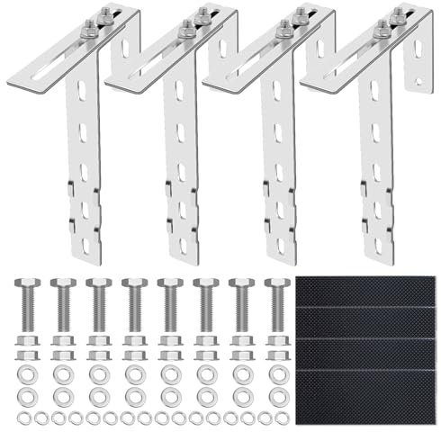Rebanky 4 Pezzi Kit Ganci Pannello Solare Balcone Supporto per Pannello Solare da Balcone Staffe Fotovoltaico in Acciaio Inox Ganci per Pannelli Solari per Pannello Fotovoltaico Cavo Metallico