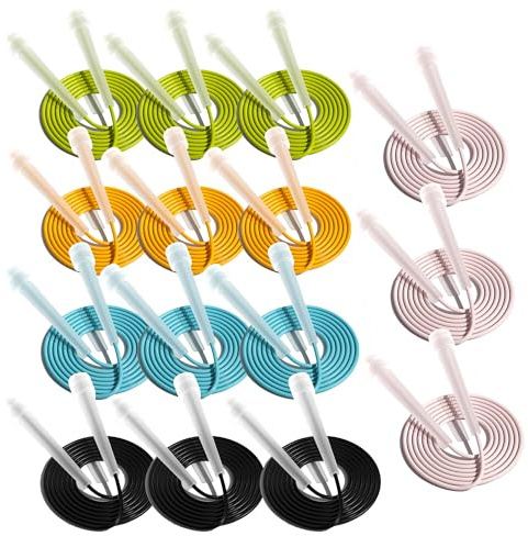 HUSHAX Lot De 15 Cordes à Sauter Réglables, Corde a Sauter Sport, Corde à Sauter Portable Pour Fitness, Cinq Couleurs, La Longueur Peut Être Ajustée, Pour Enfant & Adulte Pour Fitness, Sport