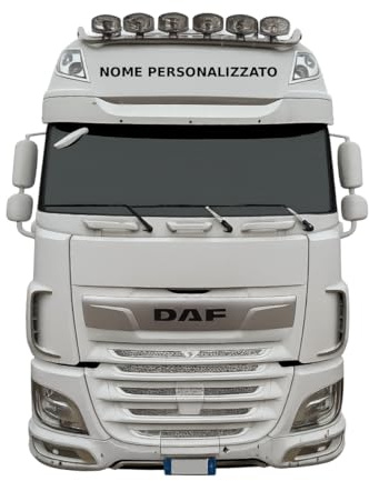 Adesivo Parasole Frontale Personalizzato per Camion DAF | Scritta Autista/Azienda 17cm Altezza | Vinile Professionale Resistente | Facile Applicazione