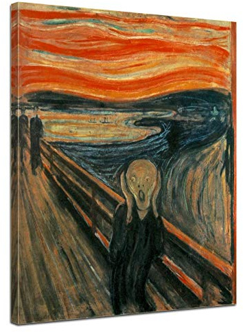 Bilderdepot24 Bild auf Leinwand | Edvard Munch Der Schrei in 40x50 cm als Wandbild | Wand-deko Dekoration Wohnung alte Meister | 181015-40x50
