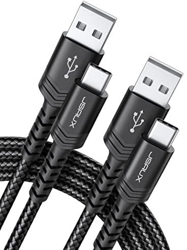 JSAUX USB C Cable (2 m 2-Pack) 3.1A Fast Charging, Type C Fast Charger Cable Compatible with iPhone 16e 16 15 Pro Max Plus, Samsung Galaxy S25 S24 S23 S22, A14 A15 A25 A35 A53 A55, CarPlay -Black