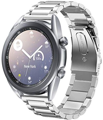 SUNDAREE Compatibile con Cinturino Samsung Galaxy Watch 3 41MM SM-R850/Garmin Venu SQ 2/Huawei Watch GT 43 42MM/GTS 4/Ticwatch E3,20MM Argento Uomo Donna Metallo Acciaio Orologio Ricambio Band