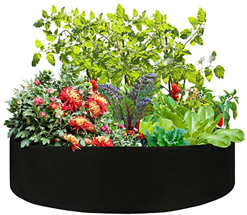 VKTY Hochbeet für den Garten, ca. 45 Liter, rundes Stoff-Hochbeet mit 6 Anhängern
