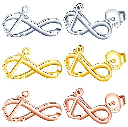 MicLee 925 Sterling Silber Unendlichkeit Zeichen Ohrstecker Damen Einfach Anker Ohrringe Ohrschmuck mit Geschenkbeutel Super Weihnachten Geschenk
