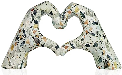 DOVDOV Marble Hand Heart Decoration, Heart Hand Statue, Love Finger Sculpture Wedding Decoration for Bookshelf Coffee Table Office Bedroom TV Cabinet Bookshelf Small Ornaments Home Decor.