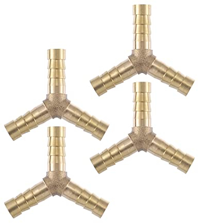 A ABSOPRO 4 Pcs Raccord Tuyau 8mm Y Forme Raccord Cannelé en Laiton Connecteur Tuyau Carburant Eau Gaz