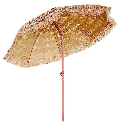 YAERLE Thatched Patio Tiki Umbrella - Tropical Hawaiian Style Grass Beach Umbrella, Outdoor Tiki Bar Fake Grass Parasol, Patio Garden Beach Pool Backyard Natural Color (Without Base)