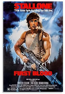 KHAMEO First Blood Rambo HD-Poster (24), Leinwand-Poster, dekoratives Gemälde, Leinwand-Wandposter und Kunstdruck, modernes Familienschlafzimmer-Dekor-Poster, 20 x 30 cm