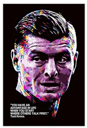 Jdekaec Toni Kroos Zitat auf Leinwand, Poster, Wandkunst, Dekordruck, Bild Gemälde für Wohnzimmer, Schlafzimmer, Dekoration, ungerahmt, 30 x 45 cm