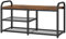 Nixaruy Schuhbank, Schuhschrank mit 2 Gitterablagen, Schuhregal, 80 x 30 x 42 cm, für Eingangsbereich, Metall Industrie-Design (Braun)