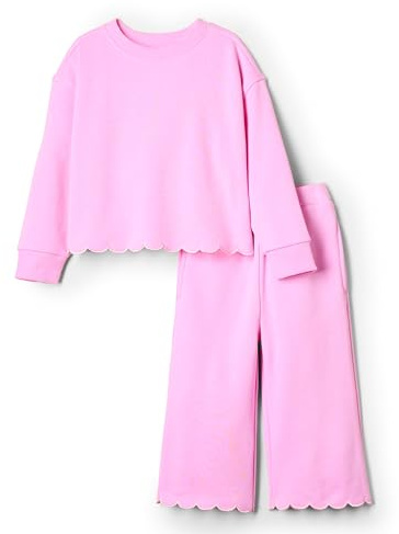 Amazon Essentials Sofia Grainge, Set di Pantaloni e Top in Spugna Francese, Rosa, 4T